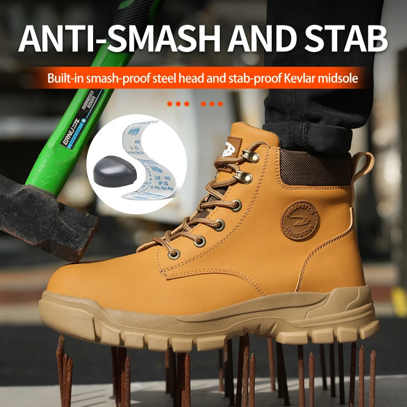 Steel Toe Shoes for Men Women Lightweight Anti-Smash Steel Toe Sneakers Indestructible Work Boots Construction Safety Shoes