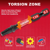 Juego de puntas de destornillador Torx magnético de impacto Geinxurn de 2 pulgadas, n.° 20, de acero de aleación S2, juego de puntas de potencia T20 con base