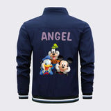 Vintage Mickey Mouse Print Men's Bomber Jacket Casual Lightweight Windproof Coat