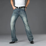 Denim Flared Jeans Men  Boot Cut Denim Pants Comfortable Slightly Slim Classic Loose Casual Blue Black Trousers For Male Bootcut