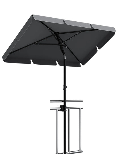 UPF 50 + Rectangular Patio Umbrella 200x125cm with Stand Height Adjustable Windproof Outdoor Sun Shade Parasol for Garden Beach