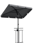 UPF 50 + Rectangular Patio Umbrella 200x125cm with Stand Height Adjustable Windproof Outdoor Sun Shade Parasol for Garden Beach