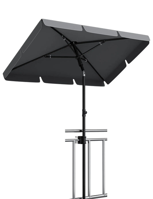 UPF 50 + Rectangular Patio Umbrella 200x125cm with Stand Height Adjustable Windproof Outdoor Sun Shade Parasol for Garden Beach