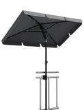 UPF 50 + Rectangular Patio Umbrella 200x125cm with Stand Height Adjustable Windproof Outdoor Sun Shade Parasol for Garden Beach