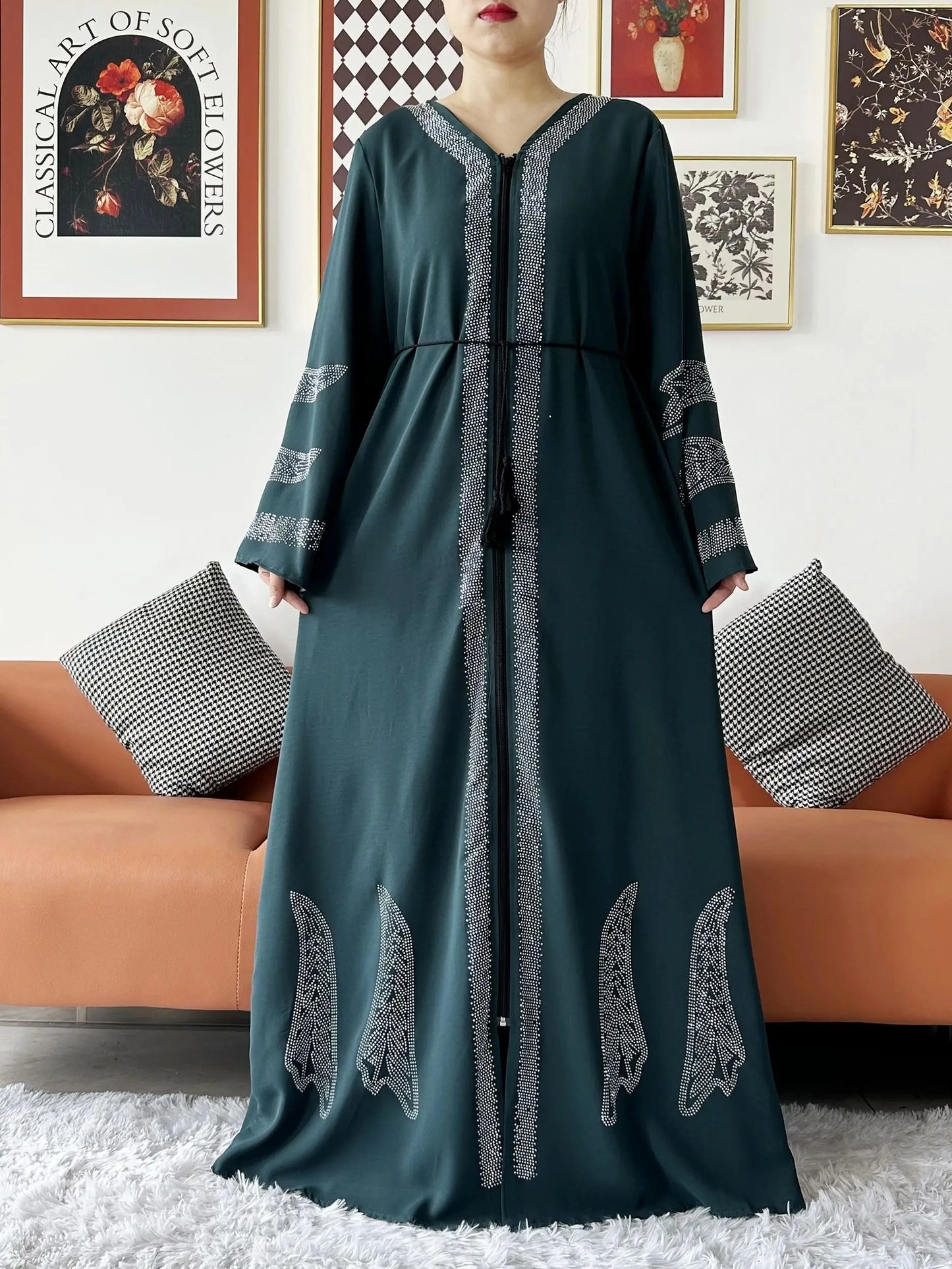 Vestido elegante de gasa para mujer, abaya abierta con cremallera, ropa musulmana, cárdigan islámico, abaya, nuevo