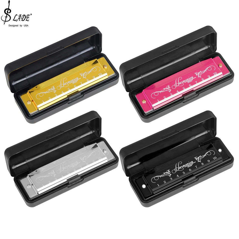 Armónica profesional con estuche para principiantes, 10 agujeros, 20 tonos, color, tono C, armónicas Hohner, regalo de Navidad 