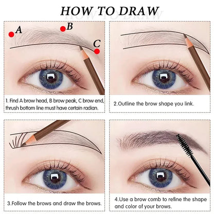 Waterproof Art Tint Makeup Eye Brow Pen 5pcs Professional Microblading Pencil Eyebrow Tattoo Tint Enhancers Cosmetic Wholesale