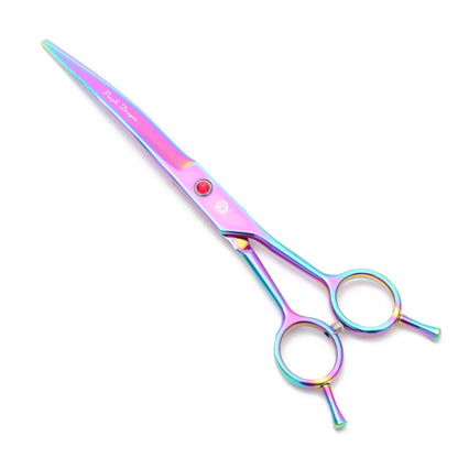 Tijeras de peluquería canina Purple Dragon de 6,5" y 7" de acero inoxidable, curvadas hacia arriba, profesionales para mascotas, tijeras de entresacar, Z3002