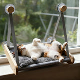 Wooden Cat Hammock with Suction Cups, Wall Mounted Sunning Lounge with Plush Pad - Cozy Hanging Bed for Indoor Cats