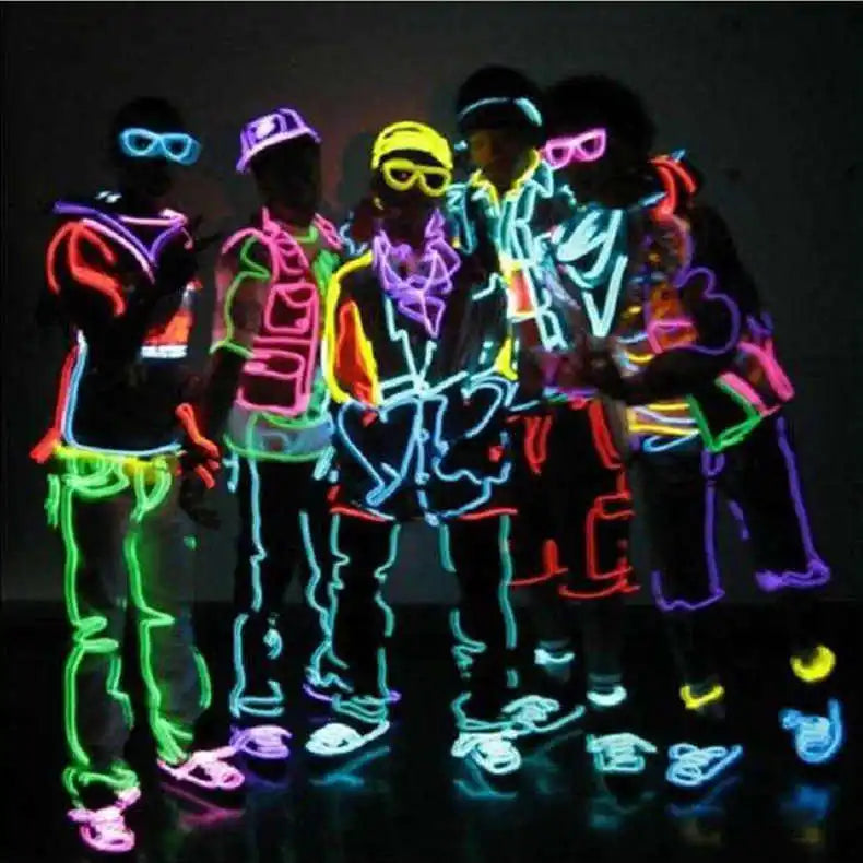 10/5/3/1M EL Wire Light Strip Battery USB Switch Neon Glowing String Lights DIY Rope Tube Halloween Blacklight Multicolor Decor