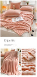 1 Pc Luxury Faux Rabbit Fur Throw Blanket Soft Warm White Striped Fluffy Blankets for Sofa Office Naps Single Double Plush Plaid