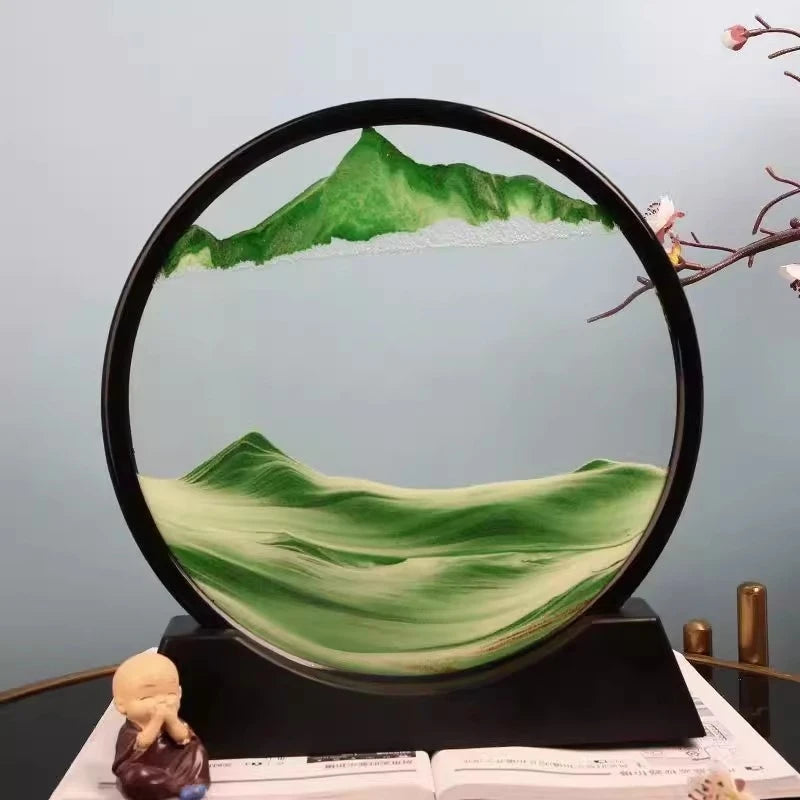 3D Hourglass Quicksand Moving Sand Art Picture Round Glass Deep Sea Sandscape Craft Flowing Painting Office Home Decor Gift New