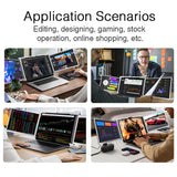 14 inches Laptop Expansion Screen FHD Portable Tri-screen Monitor with 1 Cable for 2 Displays for Windows MacOS for 15-17.3 inch