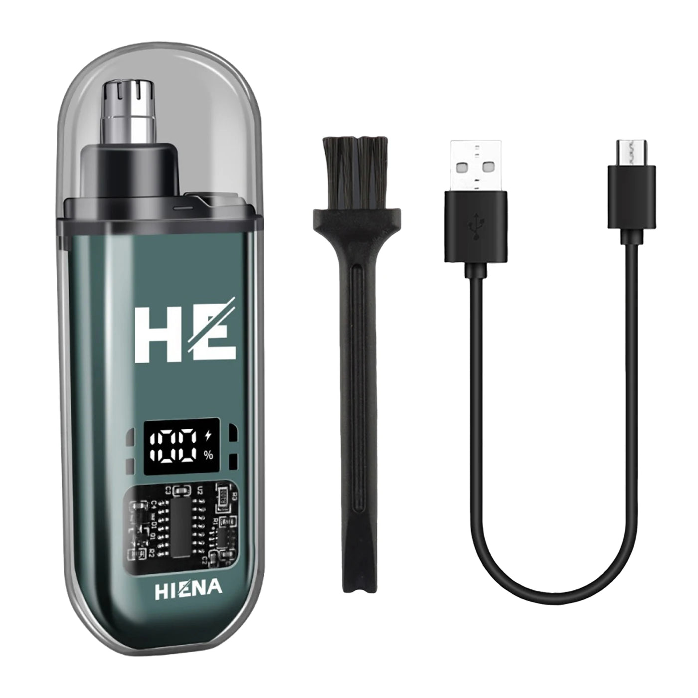 Recortador de vello nasal eléctrico HIENA, recargable, mini, de bolsillo, para nariz, orejas, afeitado, recortador de cejas, corte de cabello en seco y húmedo.