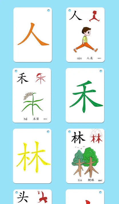 250 Pcs/Set Kid Learning Chinese Language Words Literacy Cards Baby Learning Card Memory Game Educational Toy Card for Kids