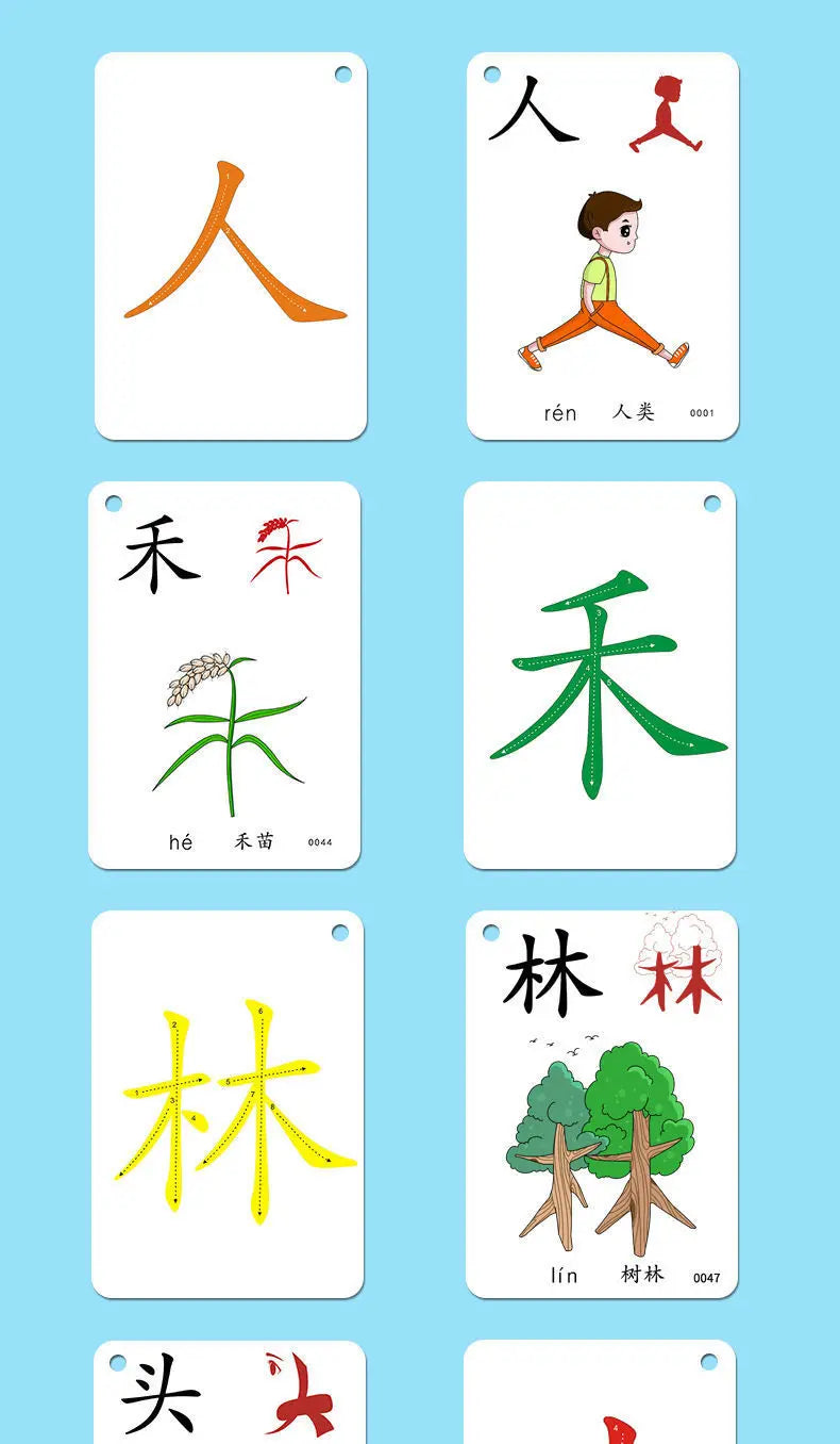 250 Pcs/Set Kid Learning Chinese Language Words Literacy Cards Baby Learning Card Memory Game Educational Toy Card for Kids