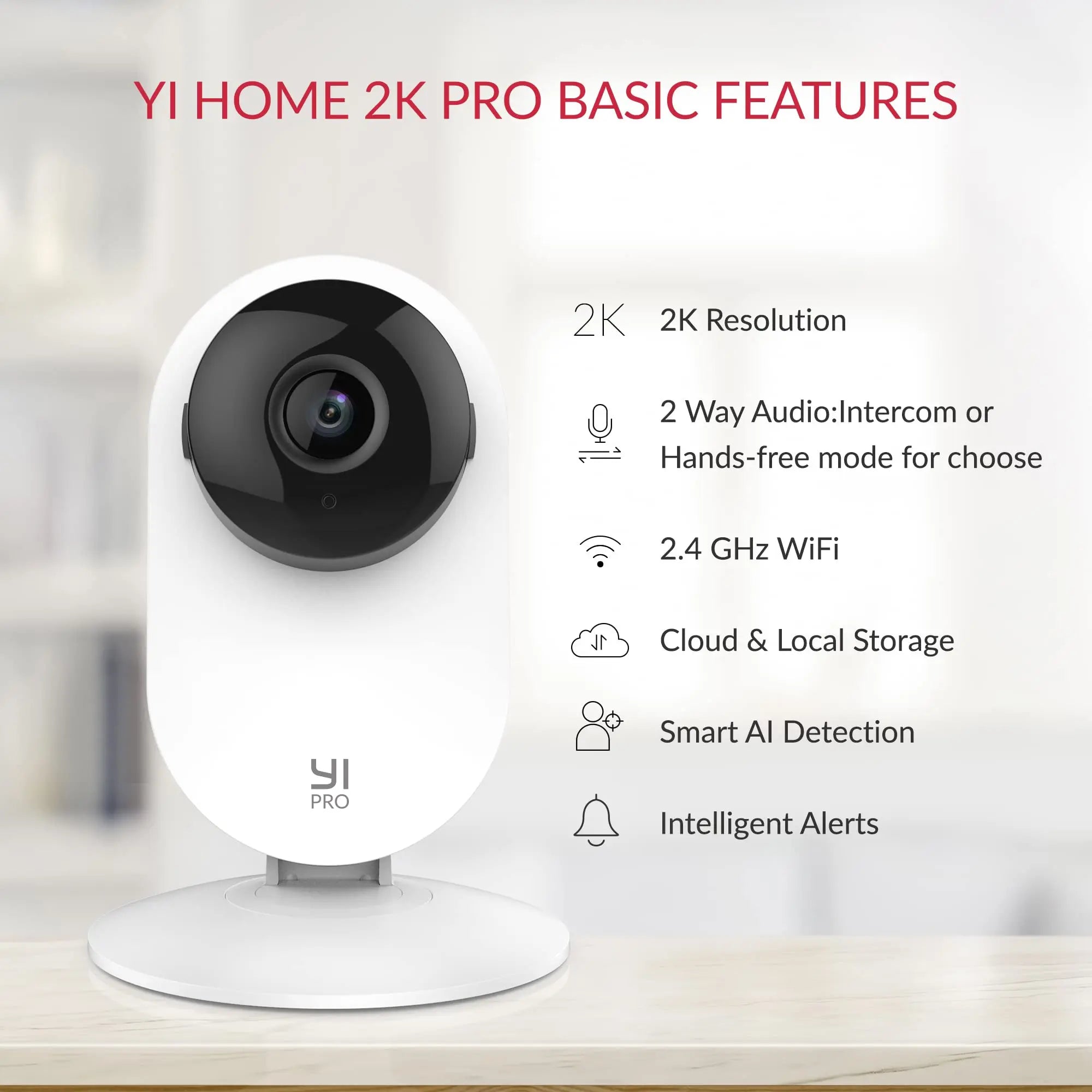 YI Pro 2K Wifi Home Camera 2/4pcs Kit 3MP with Night Vision IP Security Protection AI Powered Human/Sound Detection