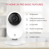 YI Pro 2K Wifi Home Camera 2/4pcs Kit 3MP with Night Vision IP Security Protection AI Powered Human/Sound Detection