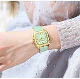 Relógio feminino quadrado minimalista pulseira pulseira de silicone casual