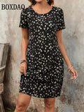 Summer Short Sleeve Loose A-Line Dresses Fashion Geometric Stripes 3D Print Dress Casual Loose Plus Size Mini Dress 9XL Clothing