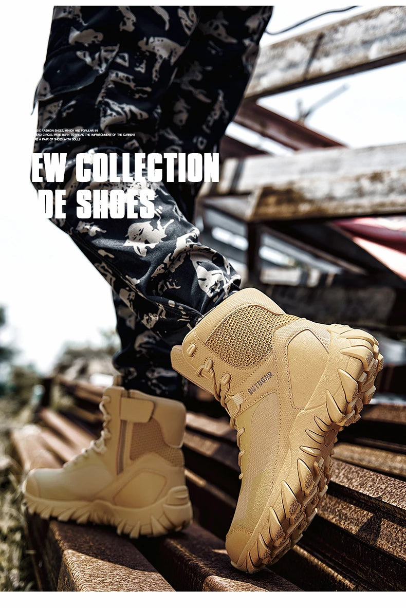 Upgraded Tactics Combat Training Boots Male Outdoors Camping Anti-wear Rapid Response Hiking Shoes Fishing Hunting Sneakers Men