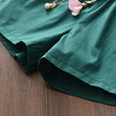 Bear Leader Kids Girl Clothes 2022 Fashion Sling Flower Bow Baby Girls Shirt + Stripe Shorts 2pcs Suit Children Clothing Sets