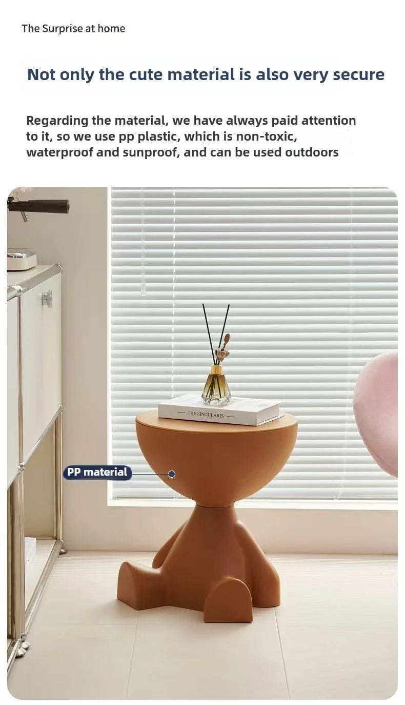 Mesa auxiliar de sofá de dibujos animados de lujo, ligera, creativa, de cabeza plana, pequeña, de plástico, para el hogar