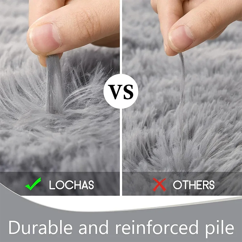 Shaggy Area Gray Rug For Living Room Super Soft Long Pile Bedroom Carpet Non-Slip Children's Home Decor Fluffy Bedside Floor Mat
