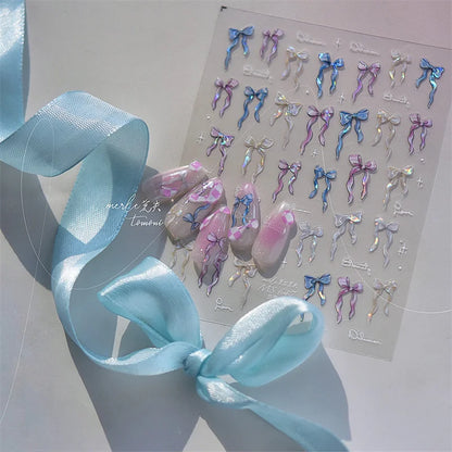 Shining Aurora Shell Light Butterfly Nail Stickers 5D Nail Art Design Decoration Decals DIY Manicure High Quality