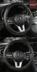 All Seasons Leather Diamond Steering Wheel Cover Universal Fit for 14 .5-15 Inch Durable Leather Cover Anti-Slip Veins Design