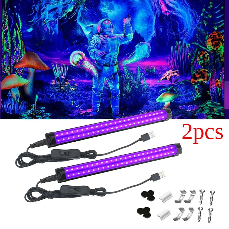 USB Switch 10W Black Light Lamp, UV Black Light Tube, 395nm LED Lamp, Black Light Bar for Halloween, Club, Party, Disco