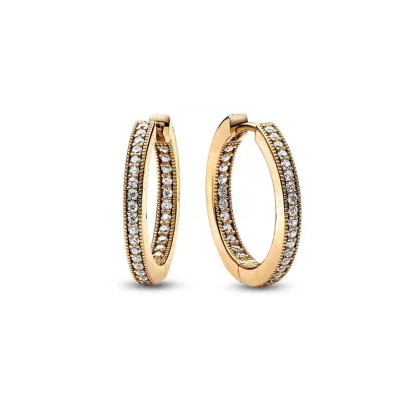 2024 New 925 Silver Plated Double Hoop Earrings For Women Butterfly Sun Moon Heart DIY Accessories 