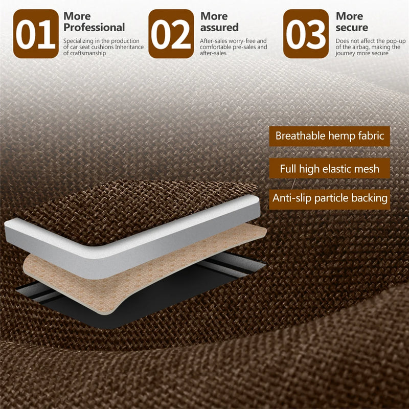 Universal Flax Car Seat Cover Front Rear Cushion Comfortable Breathable Protector Mat Four Season Pad Auto Interior Accessories