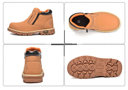 Zapatos de trabajo para hombre, zapatos de seguridad impermeables, botas de cuero antichispas para hombre, zapatos de soldador antideslizantes y antiperforación para hombre, zapatos de trabajo negros.