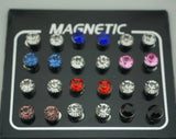 Magnético Non-Piercing Brincos Clipe para Mulheres e Homens, Cristal Redondo, Orelha de Jóias Punk, Fazendo Suprimentos, Acessórios Artesanais, 24Pcs por Conjunto