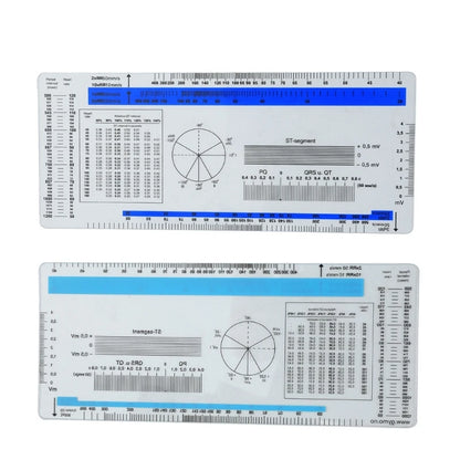 Regla de ECG Regla de plástico Herramienta de medición Divisor de dibujo de electrocardiograma Regla de electrocardiograma