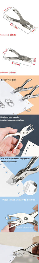 New Hand Held Metal Stationery Round Hole Paper Punch Bind Paper Perforator Cutter Corners Hole Punch DDK02
