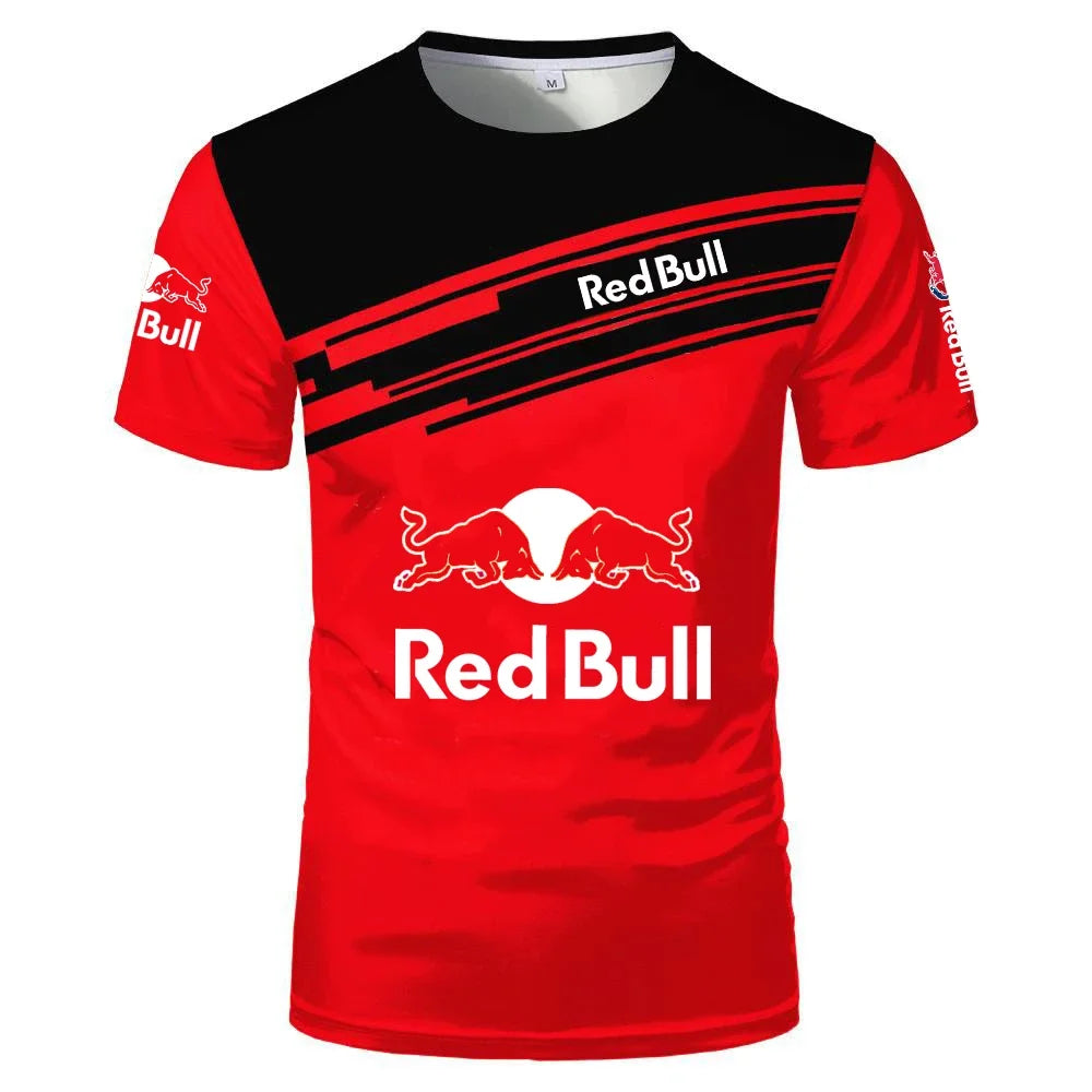 Summer New Red Bull T-shirt Men's Sports T-shirt Red Bull 3D Printed Short-sleeved Casual Oversized T-shirt Red Bull Clothing