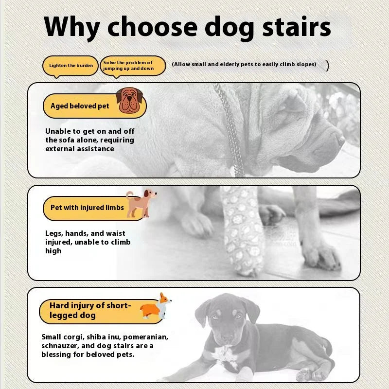 Pet 2/3 Steps High-Density Foam Dog Secure Stairs Ramps Non-Slip Pet Steps for Older Dogs Pet with Joint Pain Sofa Bed Ladder