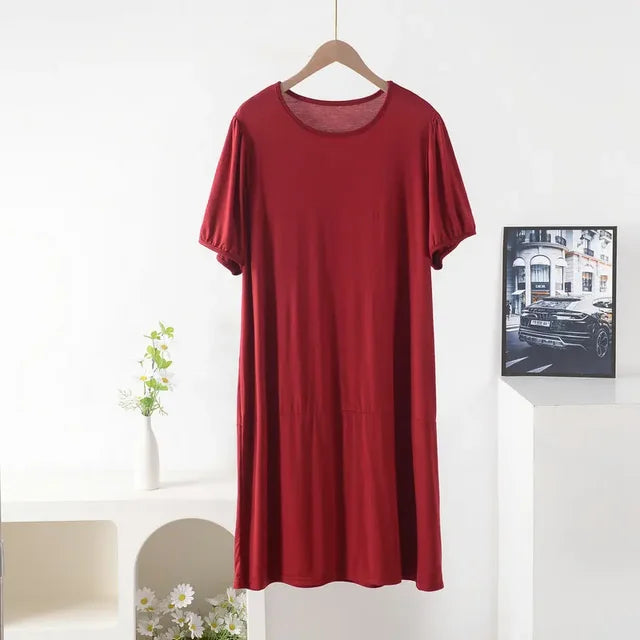 Vestido suelto de manga corta para mujer, de verano, color liso, tallas grandes XL-8XL 