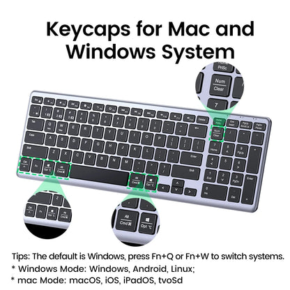 UGREEN Keyboard Wireless Bluetooth 5.0 2.4G Russian/Korean/EN 99 Keycaps For MacBook iPad PC Tablet USB C Rechargeable Keyboard