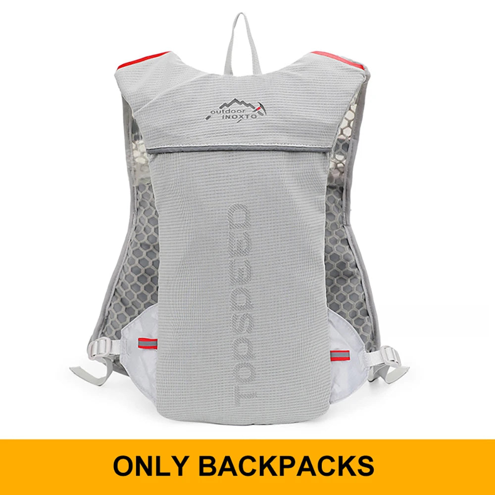 Mochila ultraligera de 5 l para correr en senderos al aire libre, chaleco de hidratación para correr, bolsa transpirable para ciclismo de maratón, botella de agua de 500 ml.