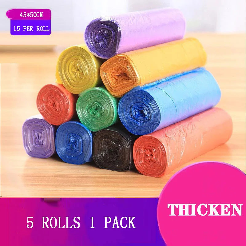 Bolsa de Lixo Descartável Doméstico, Sacos De Lixo De Armazenamento De Cozinha, Saco De Resíduos De Limpeza, Saco De Plástico, 5 Rolos, 1 Pacote, 100Pcs