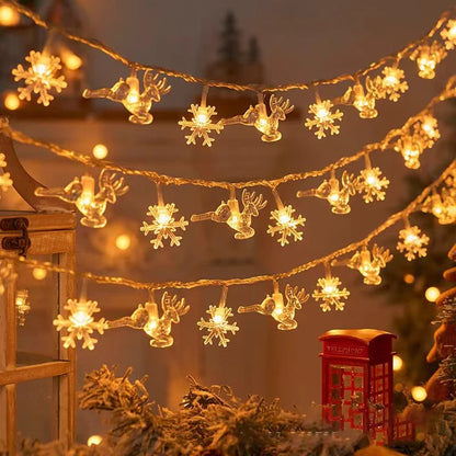 1.5/3M Christmas Lights Snowflake String Lights Fairy Lights Waterproof Star Ball LED Lamp for Home Christmas Tree Garden Decoration 