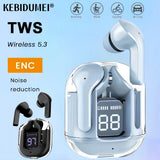 Auriculares inalámbricos TWS con Bluetooth 5.3, auriculares deportivos para juegos, reducción de ruido, graves, control táctil para todos los teléfonos.