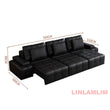 MINGDIBAO Modern Genuine Leather Sectional Sofa Bed – Convertible Couch with Tufted Backrest and Armrest,Functional Sleeper Sofa