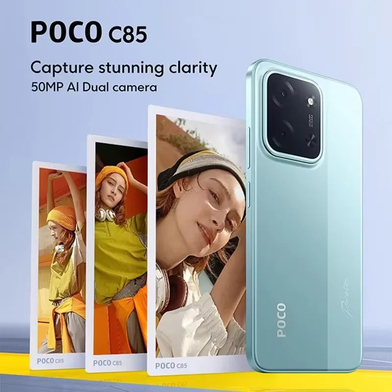 Global Version POCO C85 Smartphone 50MP Al Dual Camera 6.9" Dot Drop Display 6000mAh Large Battery 33W Fast Charging
