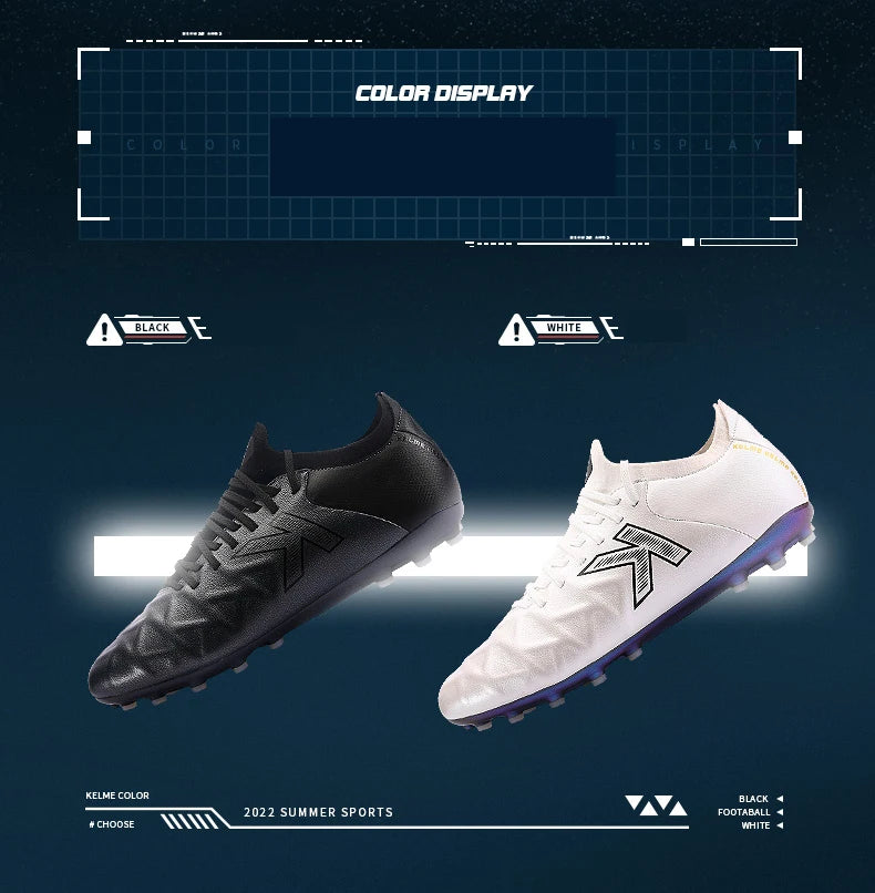 KELME Soccer MG Shoes Calf-Skin Cleats Match Artificial Grass Slip-Resistant  Cushioning Training Football Shoes ZX80121058