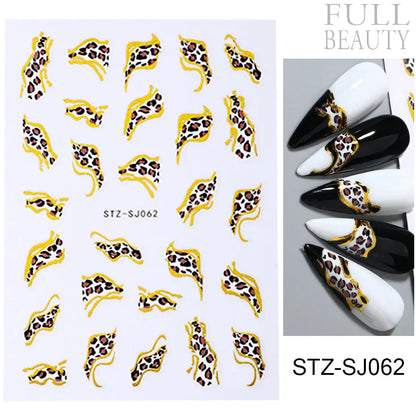 Stickers for Nails Marine Punk Black Line Design Art Slider Party Cool Decoration Adhesive Decal Emboss DIY Manicure Accessories