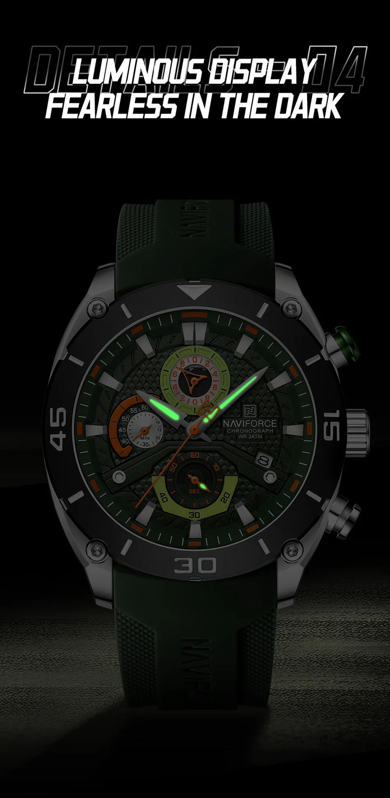 NAVIFORCE Sport Watch for Men Waterproof Quartz Wristwatch Chronograph Military Clock With Luminous Reloj Hombre Male Gift 2024